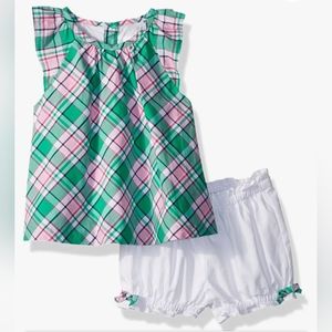 NWT Gymboree Plaid top bloomer set Baby Girl 12/18 months pink Green Easter Summ